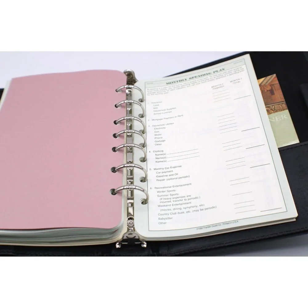 Franklin Quest Black Leather 7-Ring Day Planner Binder Organizer Office Vintage